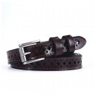Ella & Pia Hollow Pattern Leather Belt Dark Brown 110cm thumbnail