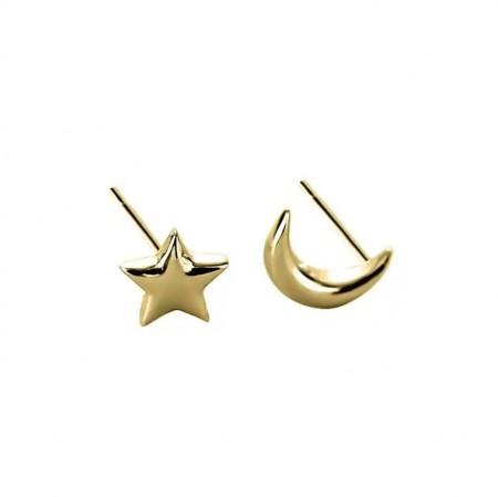 Ella & Pia Star Moon Solid Mini Stud Ear 18k Gold