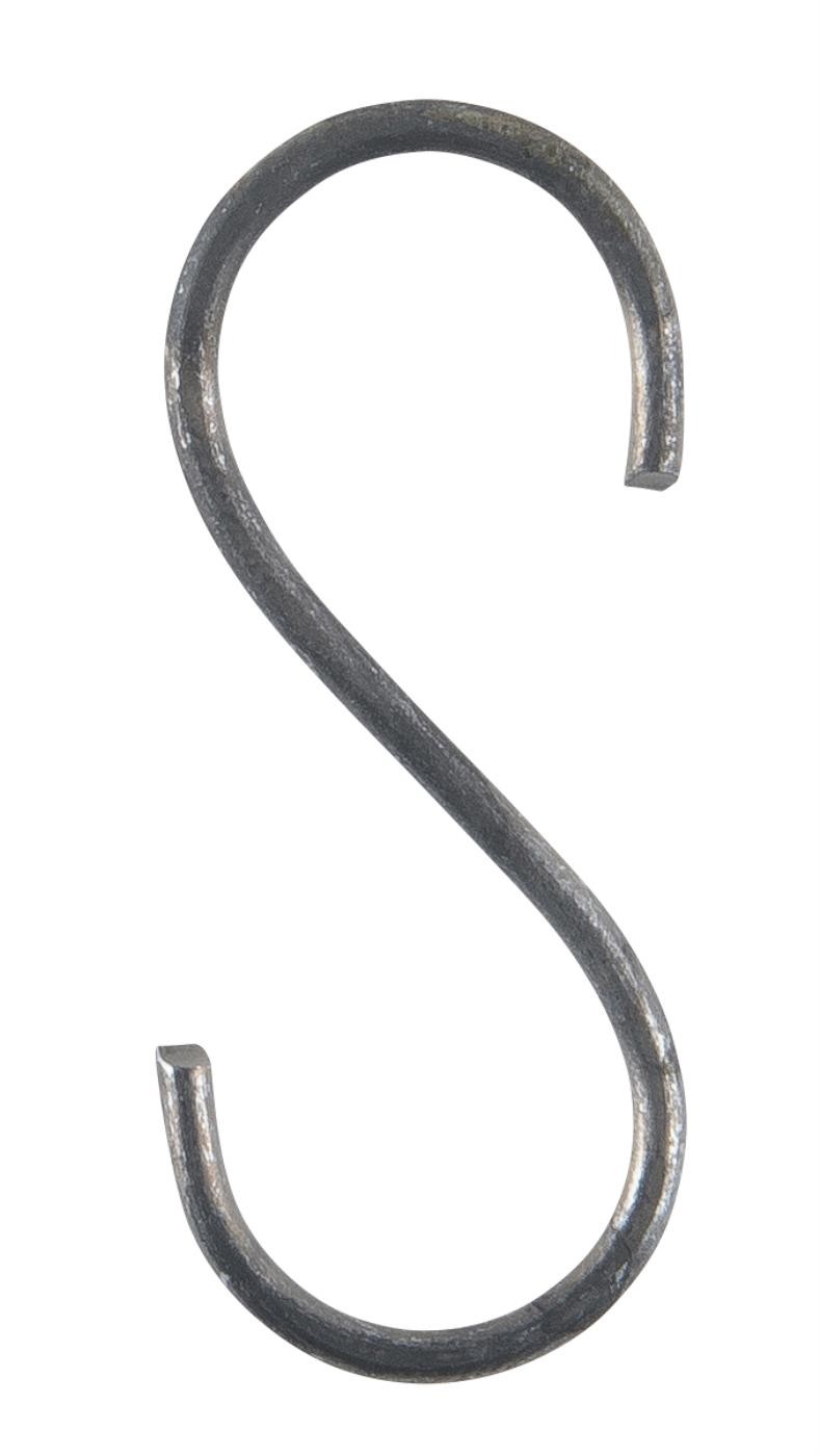 4 cm høy grå sink s-krok i metall til oppheng av diverse interiør o.l. 