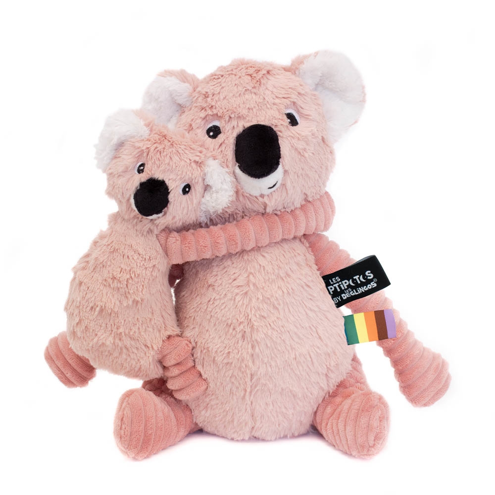 Les deglingos koala rosa med baby - er den perfekte gaven. Denne søte og myke koalaen med en babykoala rundt halsen er både søt og unik.