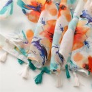 Ella & Pia Sandi Flower Tassel Viscose Scarf 180x90 Chalk/orange Mix  thumbnail