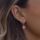 Timi Of Sweeden Rose Quarz Semi Precious Hoop Earrings Gold thumbnail