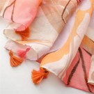 Ella & Pia Sunniva Flower Tassel Viscose Scarf 90x180cm Beige/pink/orange thumbnail