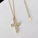 Ella & Pia Cross Zircon Necklace 18k Gold White thumbnail
