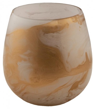 Lysglass Vase Abstrakt Marmor Gull 9cm