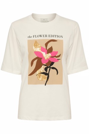 Kaffe Cate T-shirt Chalk/flower Print