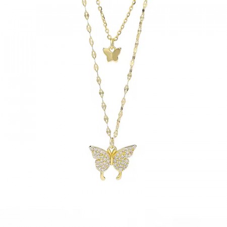 Ella & Pia Butterfly Double Necklace 18k Gold