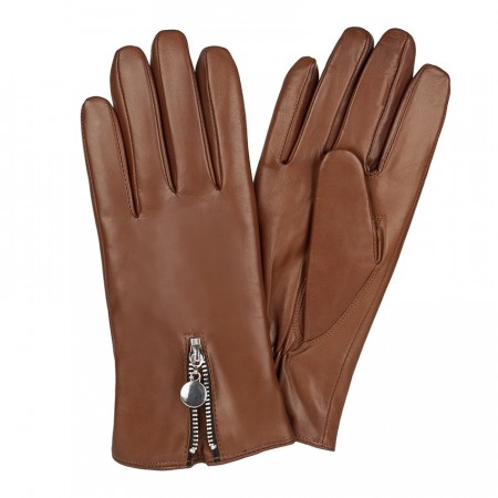 Sajaco Nordic Cognac Ladies Glove, Metal Zip, Hairsheep, Wool Lining 06,5