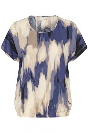 Kaffe Beathe Stanley Blouse Blue Abstract Print