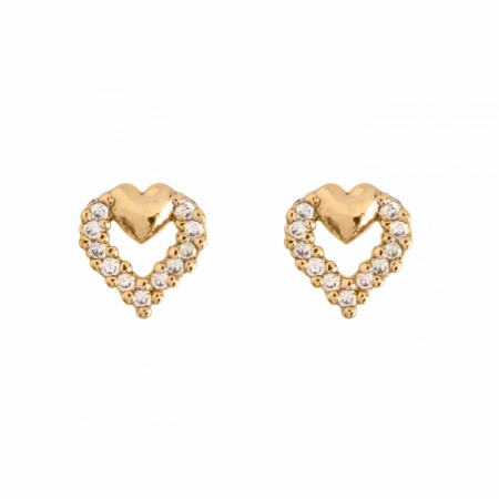 Timi Of Sweeden Tiny Crystal Heart Stud Gold
