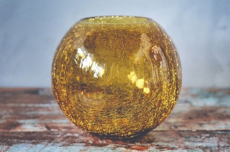 Glassbolle Krakelert 20x18cm Gul