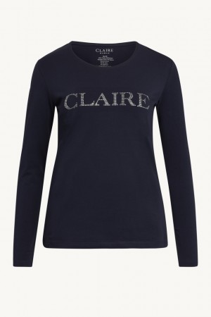 Claire Woman Aileen Basis T-shirt M Logo Ls Navy
