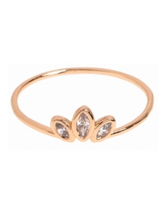 Timi Of Sweeden Leah White Crystal Lotus Ring Gold