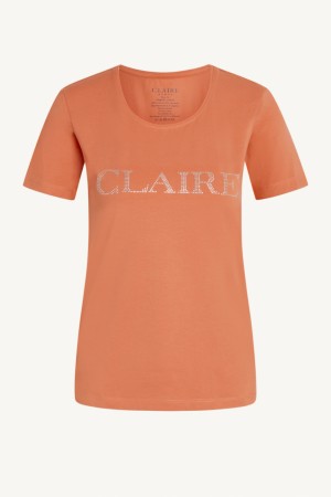 Claire Woman Alanis Basic Logo T-shirt Coral