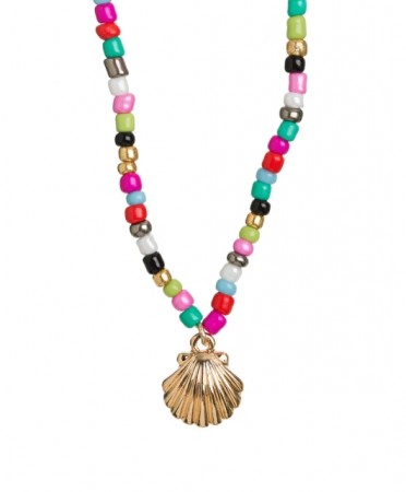 Timi Of Sweeden Mermaid Shell And Beads Necklace - Gold