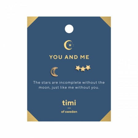 Timi Of Sweeden You And Me Moon And 3 Stars Earrings