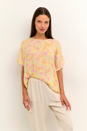 Kaffe Isolde Amber Blouse Yellow/lupine/feather Flower