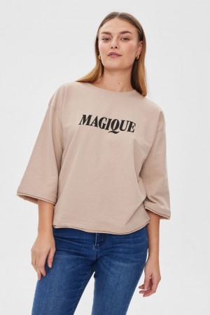 Freequent Kassy Pullover Simply Taupe W.black