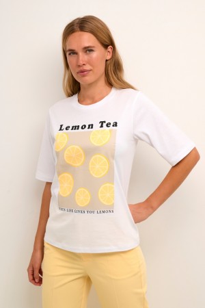 Kaffe Dina T-shirt Optical White/yellow Lemon