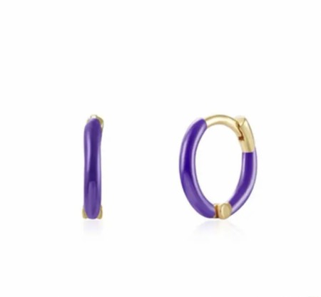 Ella & Pia Enamel Earrings Purple 18K Gold