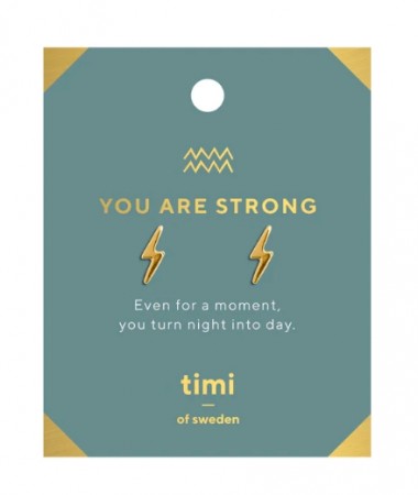 Timi Of Sweeden You Are Strong Lightning Earrings Gold