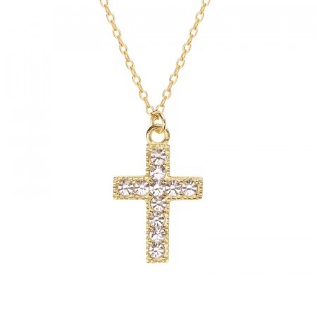 Ella & Pia Cross Zircon Necklace 18k Gold White