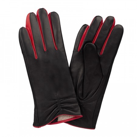 Hansker Ladies Glove Pleats Hairsheep Black/red 08.0