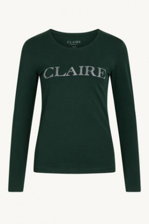 Claire Woman Aileen Basis T-shirt M Logo Ls Pine Green