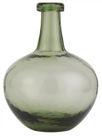 Glassballong Vase Grønt Glass Munnblåst