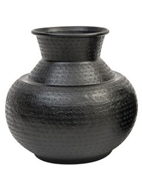 Mille Moi Vase Hammered Matt Black 25x30
