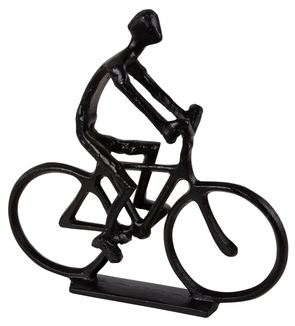 Artig figur i sort, matt metall. Flott gave til sykkelentusiasten. Måler 24x25cm.