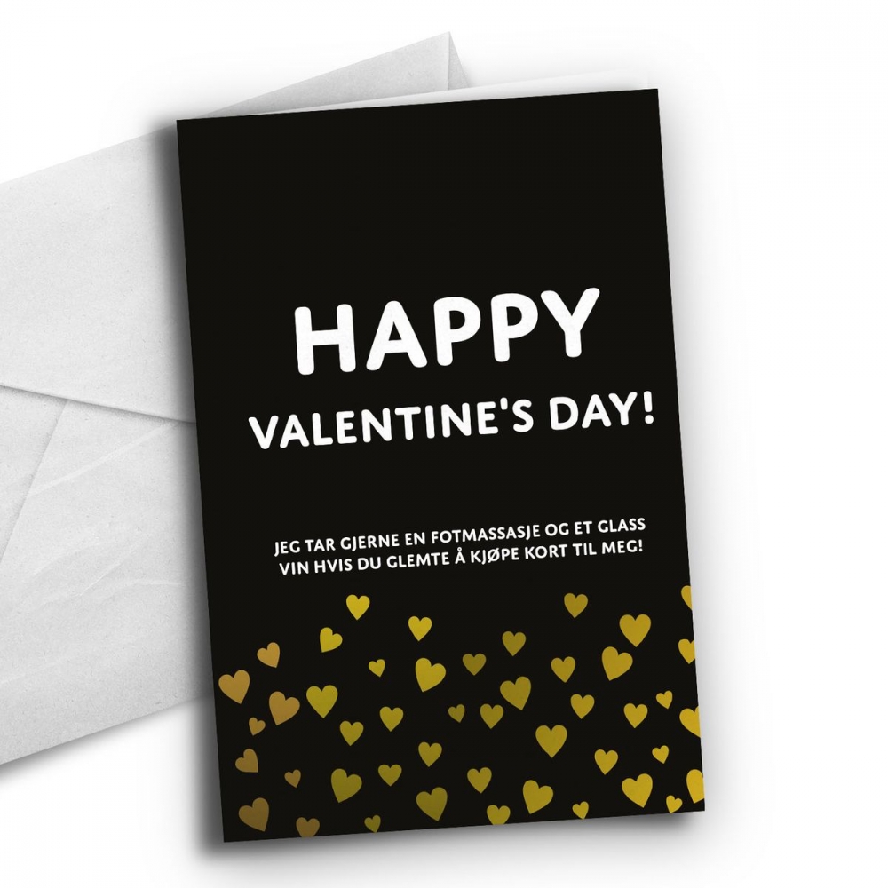 Har du verdens beste kjæreste? Et morsomt Valentines's day kort med flott finish, hjertene har en gullfolie effekt. 

Dobbelt med hvit innside: 10 X 15 cm. Hvit konvolutt inkludert.
