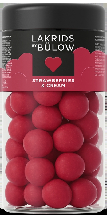 Oppdag en søt synergi mellom smaksrike røde jordbær, hvit myk fløte og søt lakris. Hvit sjokolade binder det hele sammen og gir deg en utrolig smaksopplevelse av ekte dansk kjærlighet.