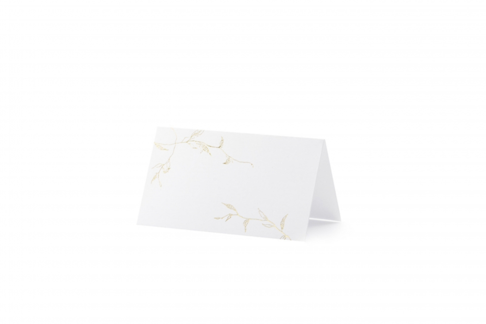 Eksklusive bordkort i papir med gulltrykk. 