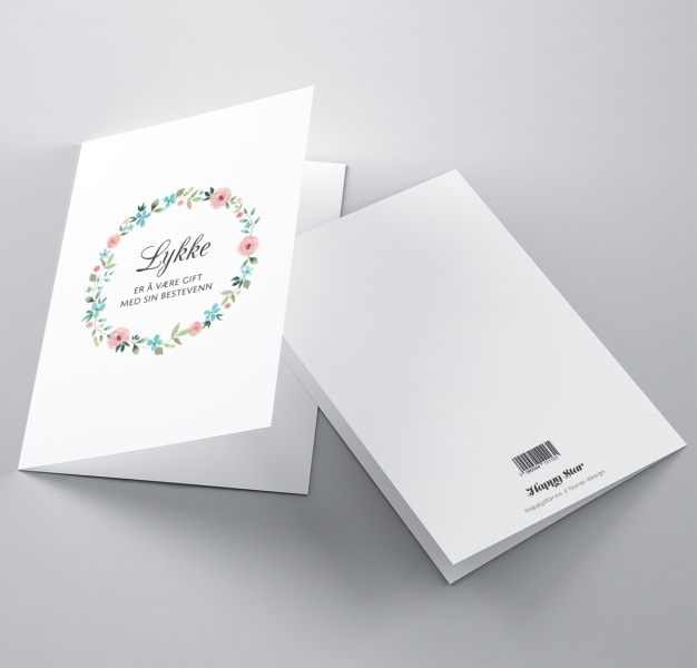 Et herlig kort til brudeparet eller de som feirer jubileum. 

Dobbelt med hvit innside: 10 X 15 cm. Hvit konvolutt inkludert.
