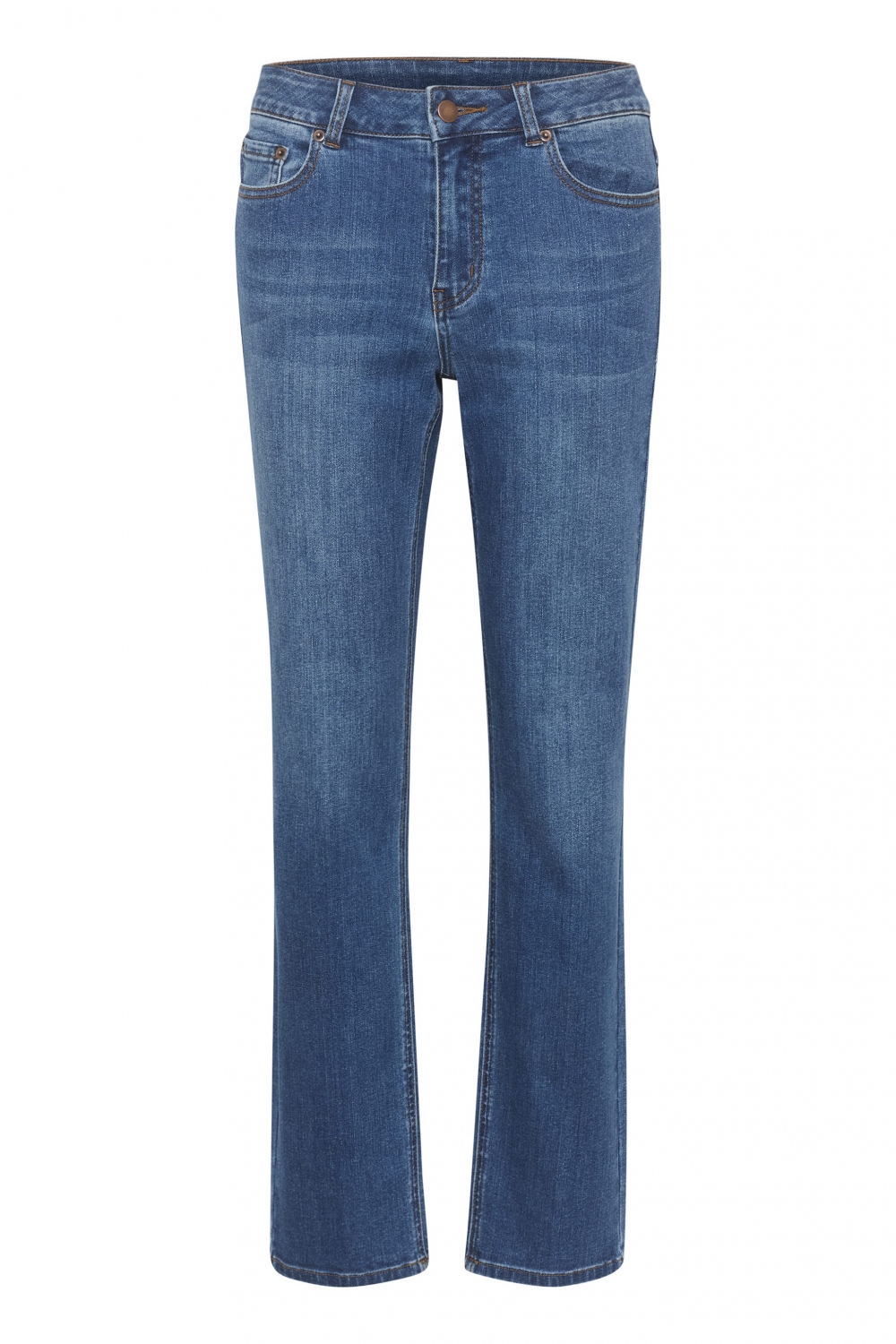 Vår favorittjeans har nå kommet med rette ben! Myk jeans med full lengde, rette ben og god høyde på livet.
