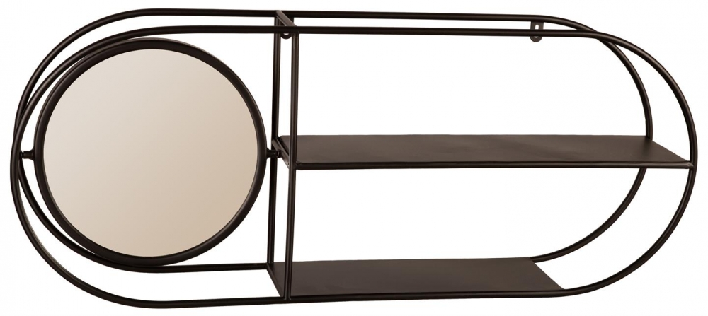 Trendy metallhylle med speil. Perfekt til entréen eller andre mindre rom. Hyllen måler 78x32x13cm.
